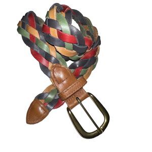 The Limited Braided Belt Sz S Retro 90s Leather Multicolored Rainbow Made In USA